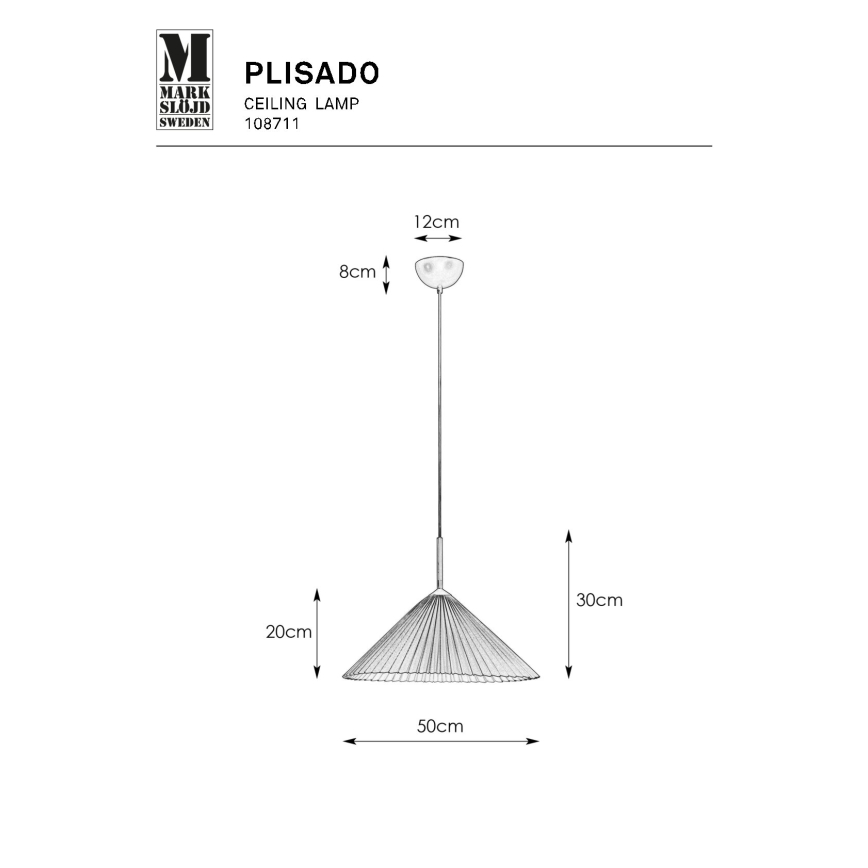 Markslöjd 108711 - Lámpara colgante PLISADO 1xE27/40W/230V diá. 50 cm blanco