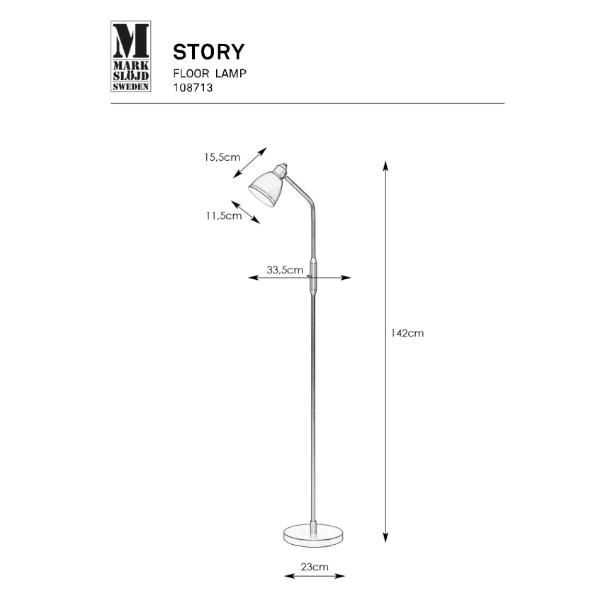 Markslöjd 108713 - Lámpara de pie STORY 1xE14/40W/230V negro