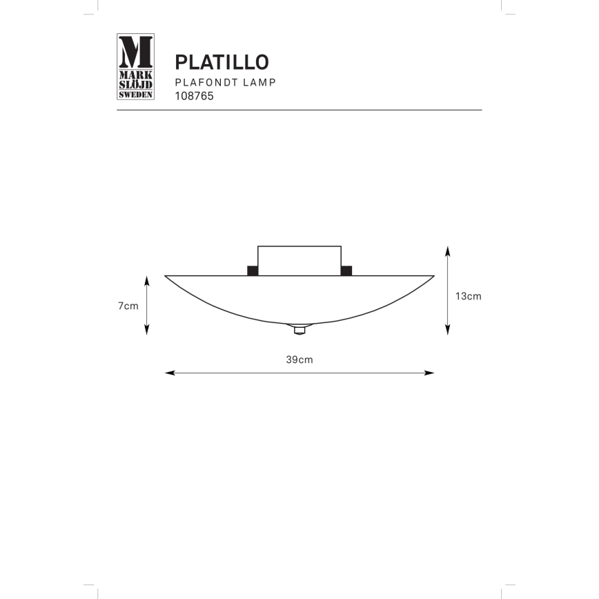 Markslöjd 108765 - Plafón PLATILLO 2xE27/40W/230V diá. 39 cm