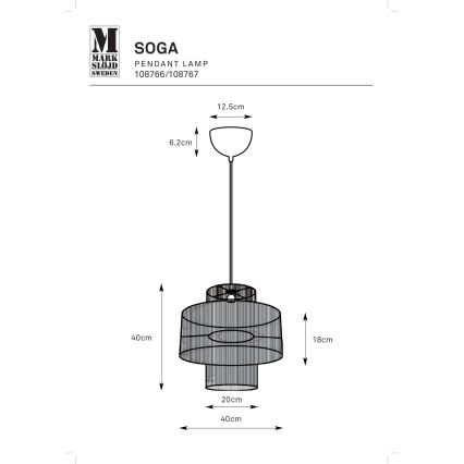 Markslöjd 108766 - Lámpara colgante SOGA 1xE27/40W/230V negro