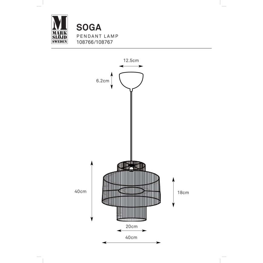 Markslöjd 108766 - Lámpara colgante SOGA 1xE27/40W/230V negro