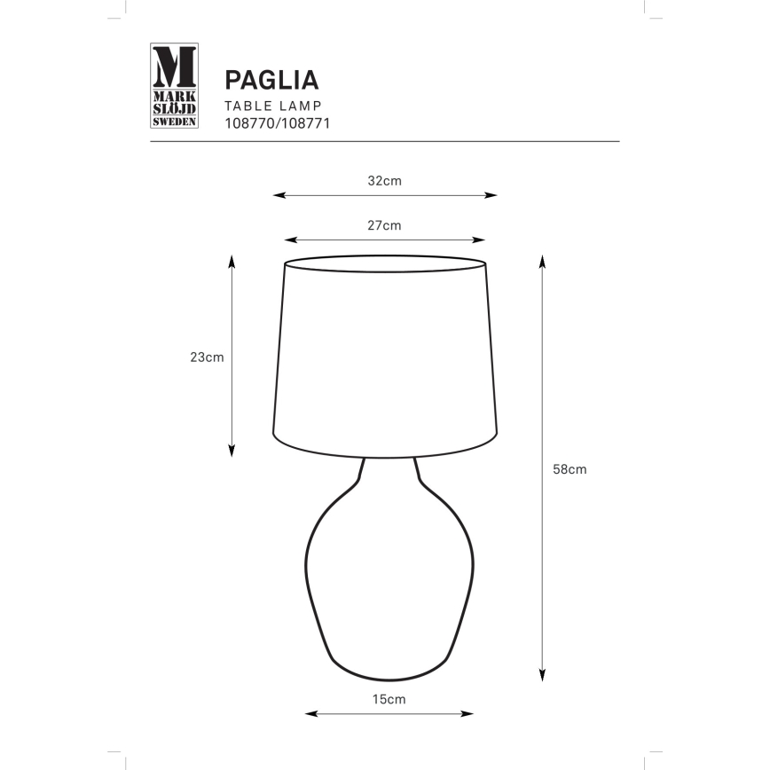 Markslöjd 108771 - Lámpara de mesa PAGLIA 1xE27/40W/230V blanco/ratán
