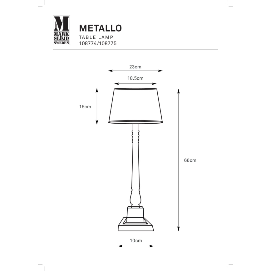 Markslöjd 108775 - Lámpara de mesa METALLO 1xE27/40W/230V cromo mate