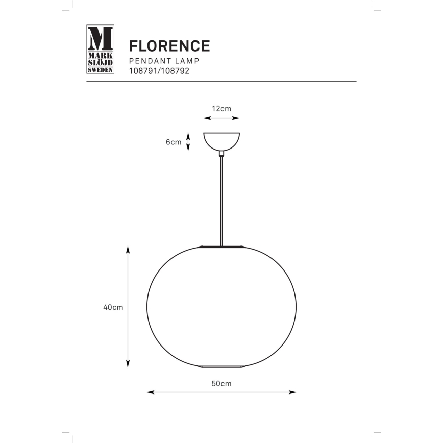 Markslöjd 108792 - Lámpara colgante FORENCE 1xE27/40W/230V diá. 50 cm blanco