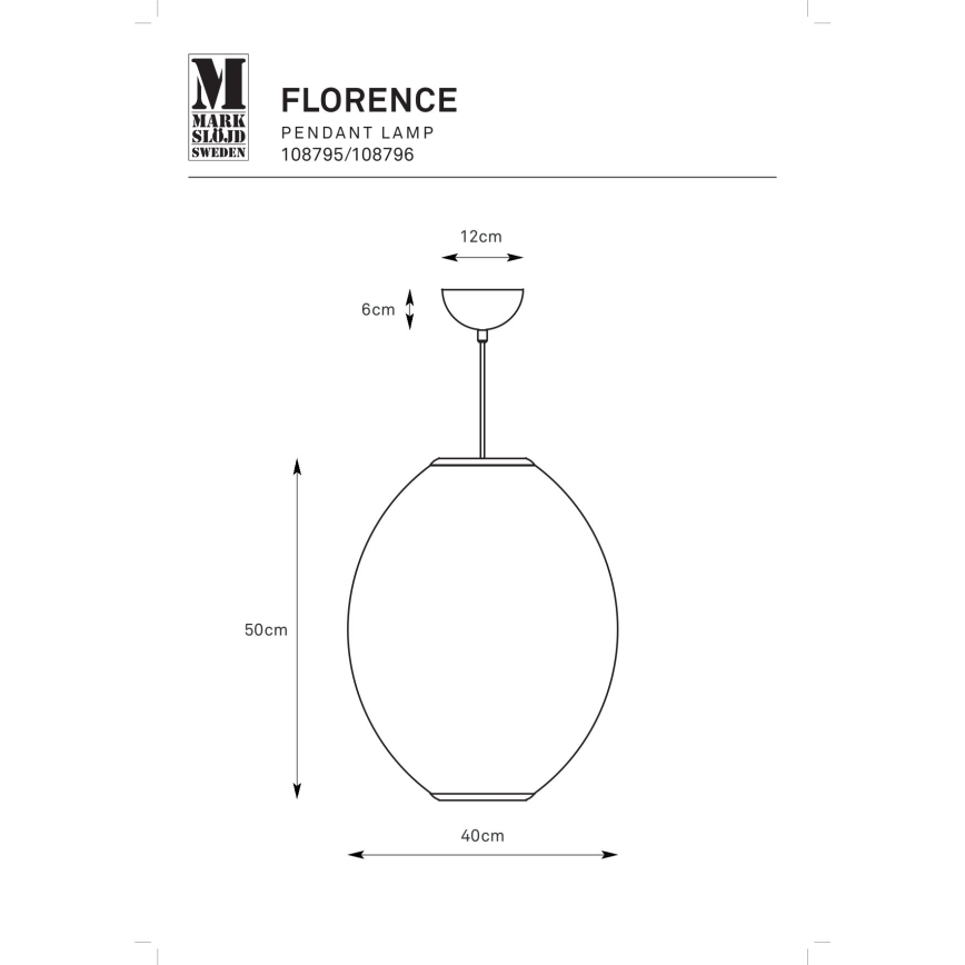 Markslöjd 108796 - Lámpara colgante FLORENCE 1xE27/40W/230V blanco