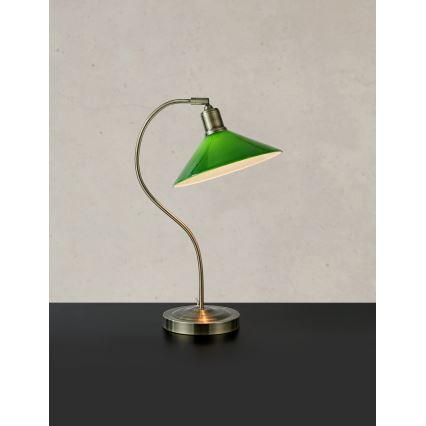 Markslöjd 108864 - Lámpara de mesa VELA 1xE27/40W/230V latón/verde