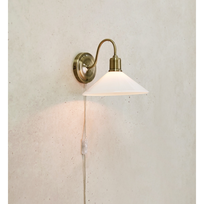 Markslöjd 108865 - Aplique VELA 1xE27/40W/230V latón/blanco