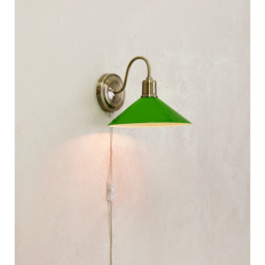 Markslöjd 108866 - Aplique VELA 1xE27/40W/230V latón/verde