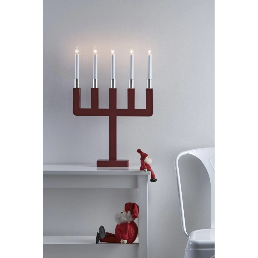 Markslöjd 704220 - Candelero navideño SUNDSTOORP 5xE10/3W/230V rojo