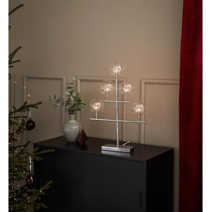 Markslöjd 704820 - Candelero navideño MAESTRO 5xE5/0,8W/230/12V cromo brillante
