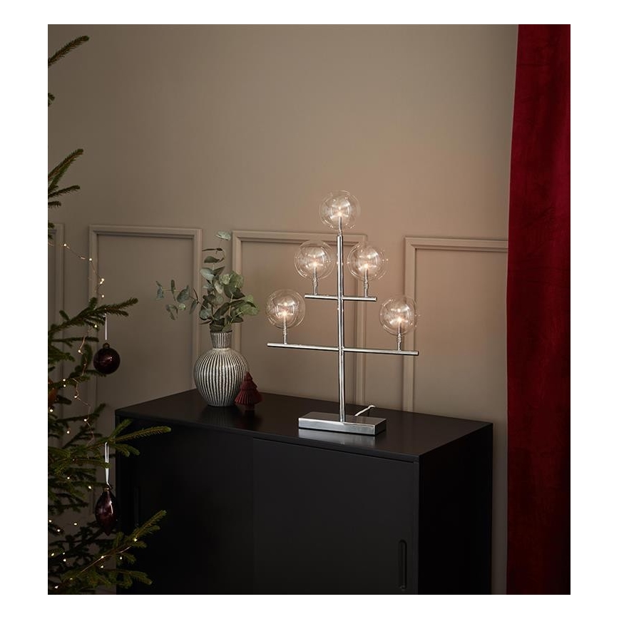 Markslöjd 704820 - Candelero navideño MAESTRO 5xE5/0,8W/230/12V cromo brillante