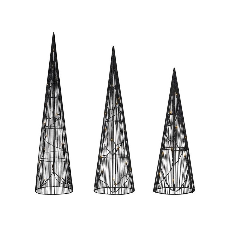 Markslöjd 705748 - JUEGO 3x Decoración de Navidad LED DUNGE 45xLED/0,03W/4,5V negro