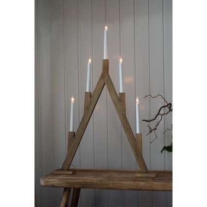 Markslöjd 706161 - Portavelas de Navidad BJURFORS 5xE10/3W/230V marrón
