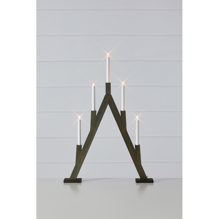 Markslöjd 706163 - Portavelas de Navidad BJURFORS 5xE10/3W/230V marrón