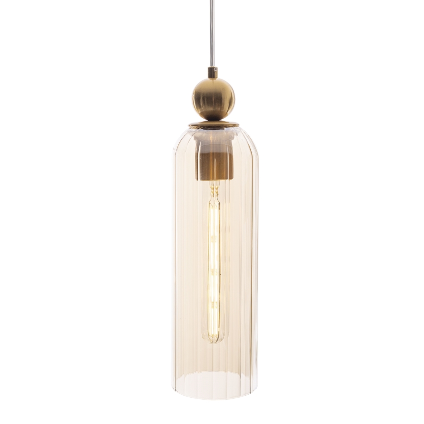 MAXLIGHT P0510 - Lámpara colgante CAMPANILA 1xE27/40W/230V diá. 10 cm latón/beige