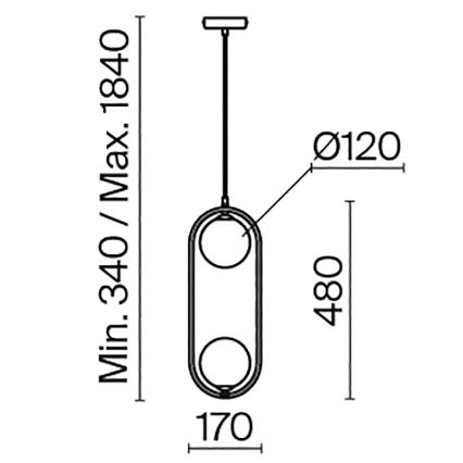 Maytoni MOD013PL-02BS1 - Lámpara colgante RING 2xG9/25W/230V latón