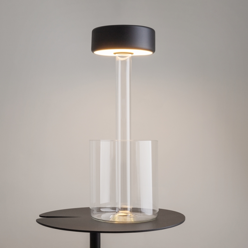 Maytoni MOD229TL-L3B3K1 - Lámpara de mesa portátil regulable LED 3W/5V negro/transparente