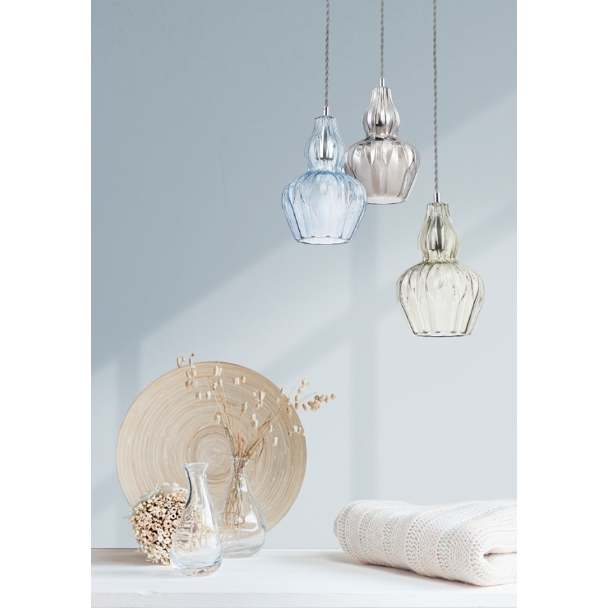 Maytoni MOD238-PL-01-BL - Lámpara colgante EUSTOMA 1xE14/40W/230V azul