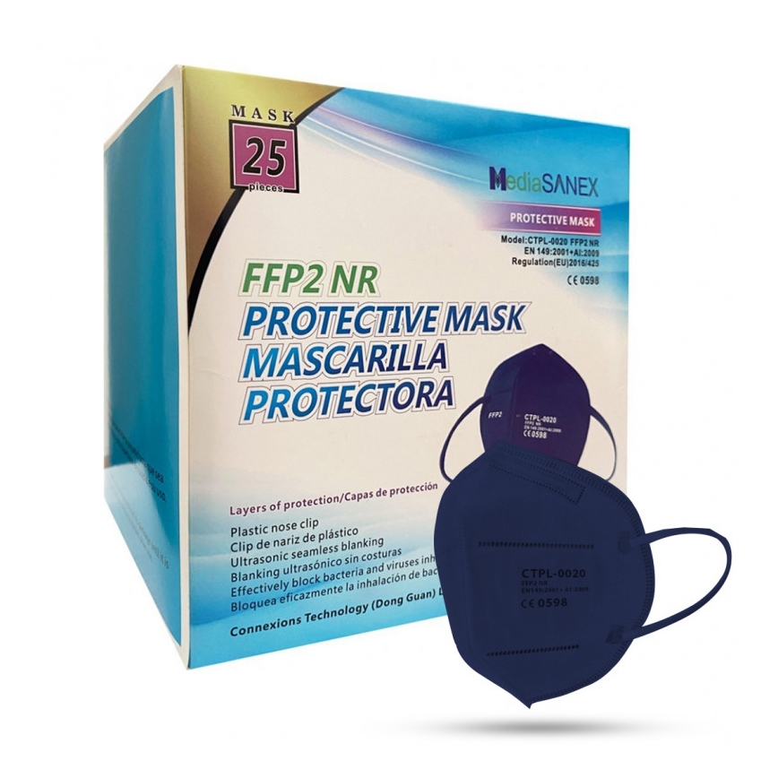 Media Sanex Respirador FFP2 NR / KN95 Azul oscuro 50 piezas