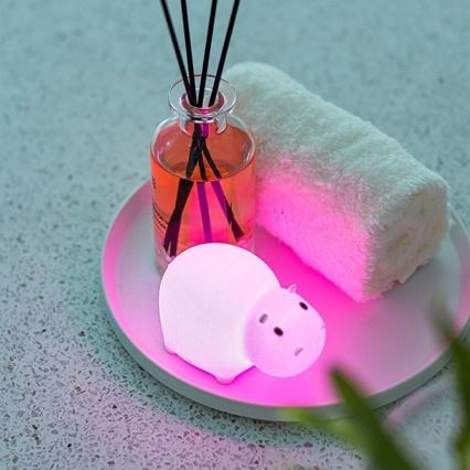MegaLight - Lámpara de bañera táctil infantil LED RGB recargable SWIMMY HIPPO LED/5V IP67