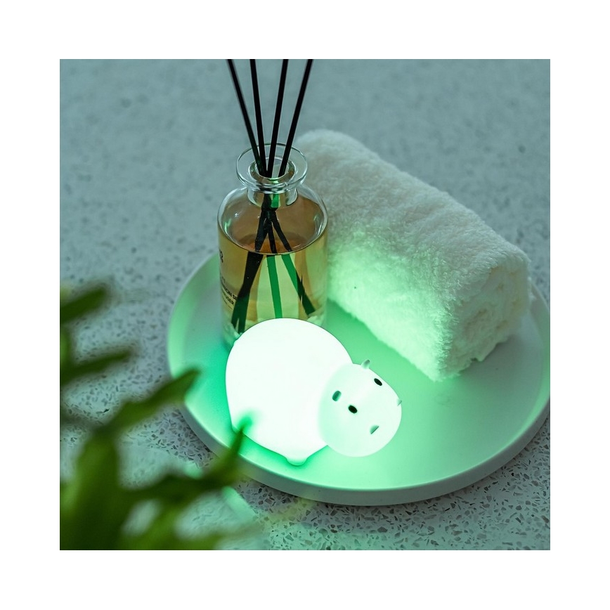 MegaLight - Lámpara de bañera táctil infantil LED RGB recargable SWIMMY HIPPO LED/5V IP67