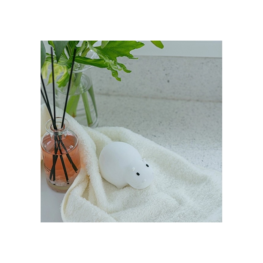 MegaLight - Lámpara de bañera táctil infantil LED RGB recargable SWIMMY HIPPO LED/5V IP67