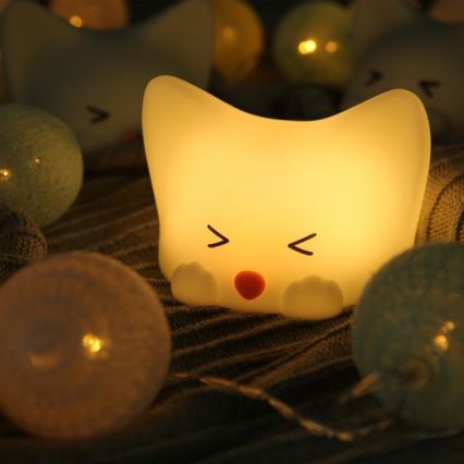MegaLight - Lámpara infantil táctil LED RGB regulable y recargable CATTY CAT LED/5V
