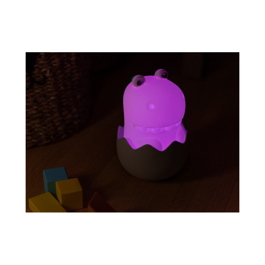MegaLight - Lámpara infantil táctil LED RGB regulable y recargable DIGGY DINO LED/5V