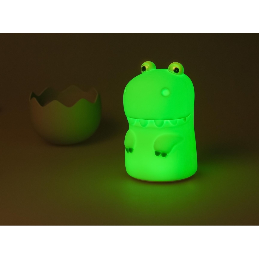 MegaLight - Lámpara infantil táctil LED RGB regulable y recargable DIGGY DINO LED/5V