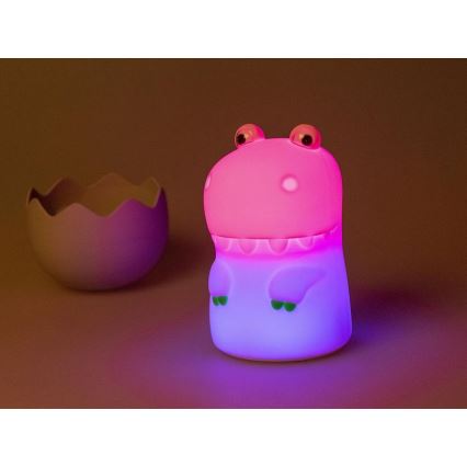 MegaLight - Lámpara infantil táctil LED RGB regulable y recargable DIGGY DINO LED/5V