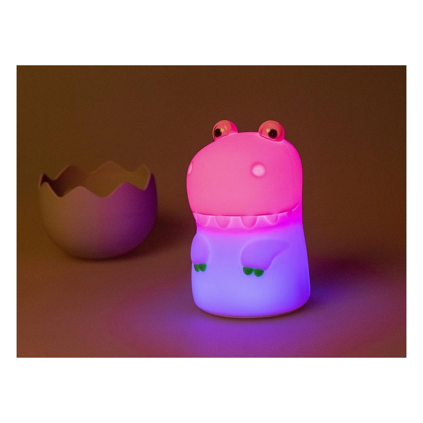 MegaLight - Lámpara infantil táctil LED RGB regulable y recargable DIGGY DINO LED/5V
