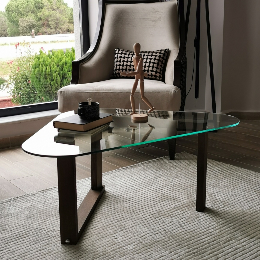 Mesa auxiliar CAM 41x96 cm marrón/transparente