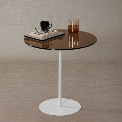 Mesa auxiliar CHILL 50x50 cm blanco/bronce