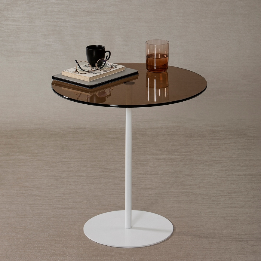 Mesa auxiliar CHILL 50x50 cm blanco/bronce
