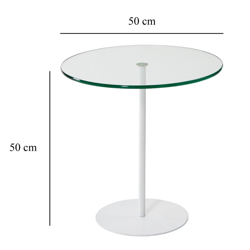 Mesa auxiliar CHILL 50x50 cm blanco/transparente