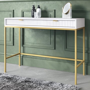 Mesa auxiliar NOVA 77x104 cm blanco/dorado