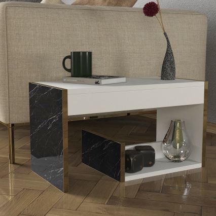 Mesa auxiliar RAVENNA 60x29,5 cm blanco/negro