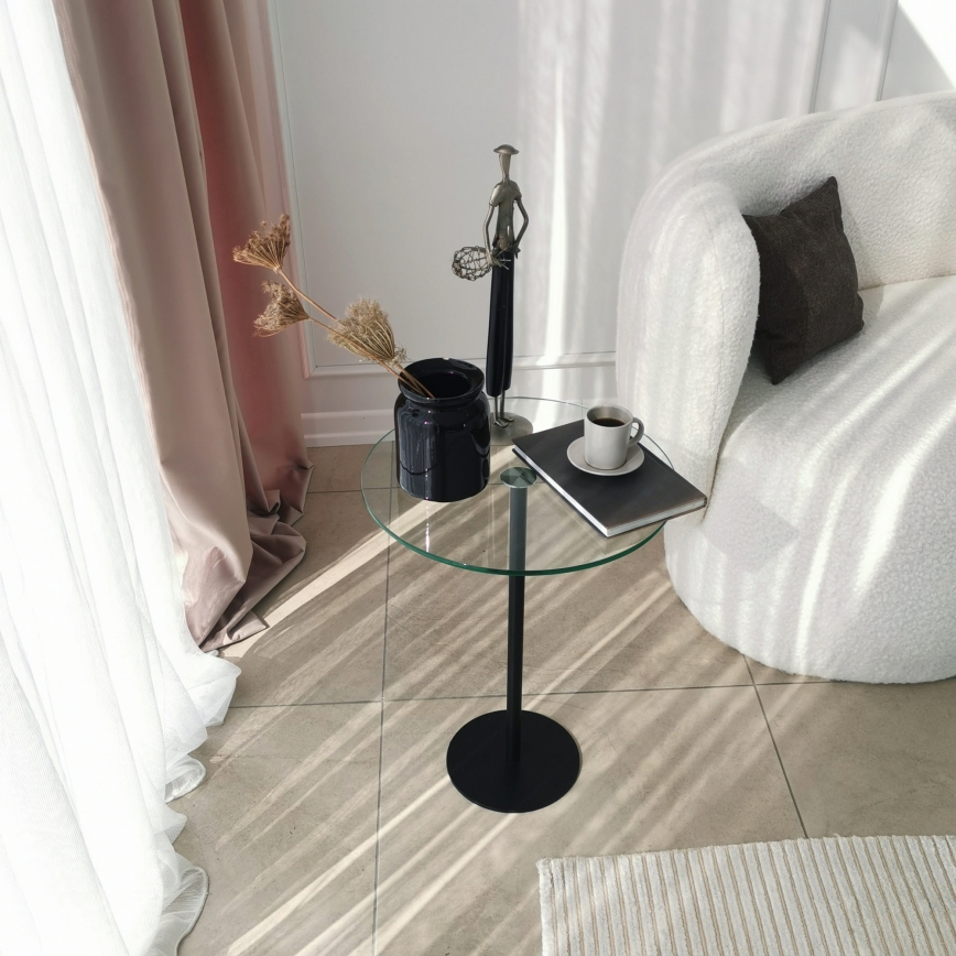 Mesa auxiliar SOCIAL 50x40 cm negro/transparente