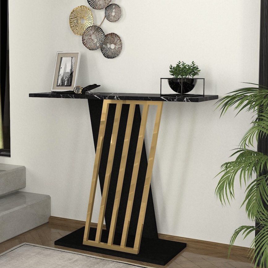 Mesa consola GRAVITY 76,8x90 cm negro/dorado