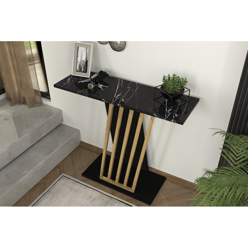 Mesa consola GRAVITY 76,8x90 cm negro/dorado
