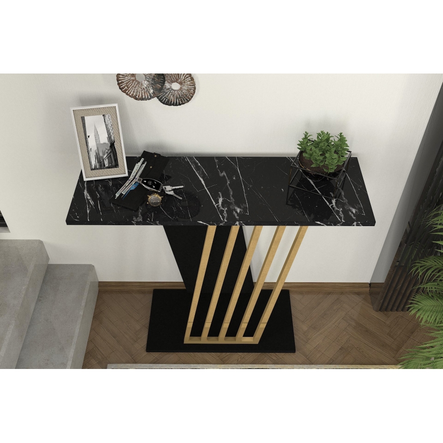 Mesa consola GRAVITY 76,8x90 cm negro/dorado