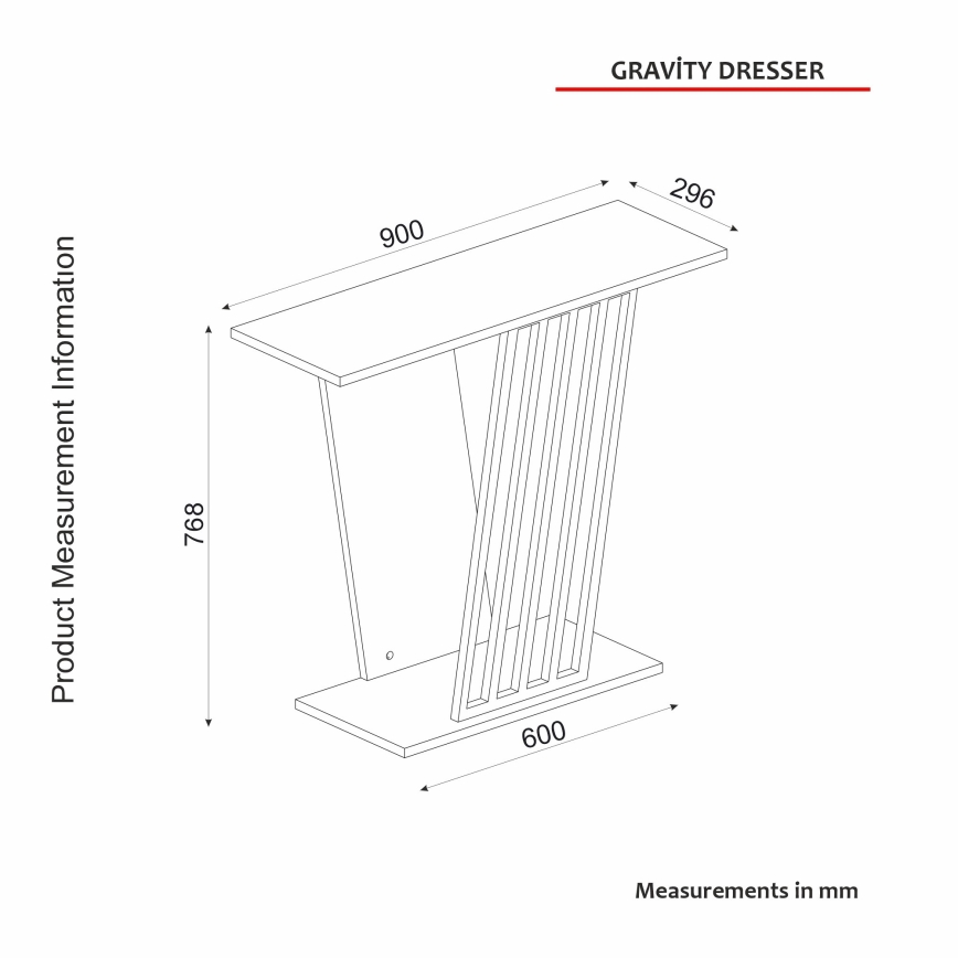 Mesa consola GRAVITY 76,8x90 cm negro/dorado