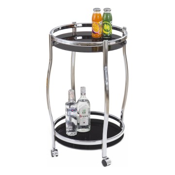 Mesa de bar móvil BAR 71x42 cm cromo brillante/negro