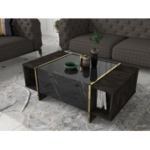 Mesa de café VEYRON 37,3x103,8 cm negro/dorado