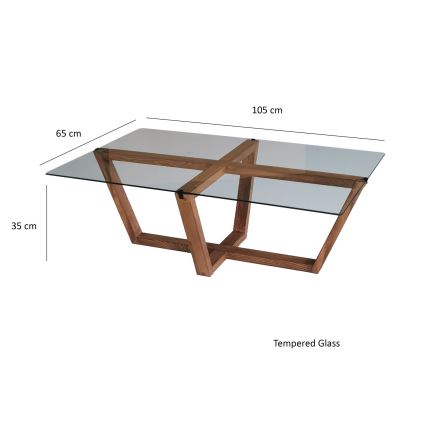 Mesa de centro AMALFI 35x105 cm pino/transparente