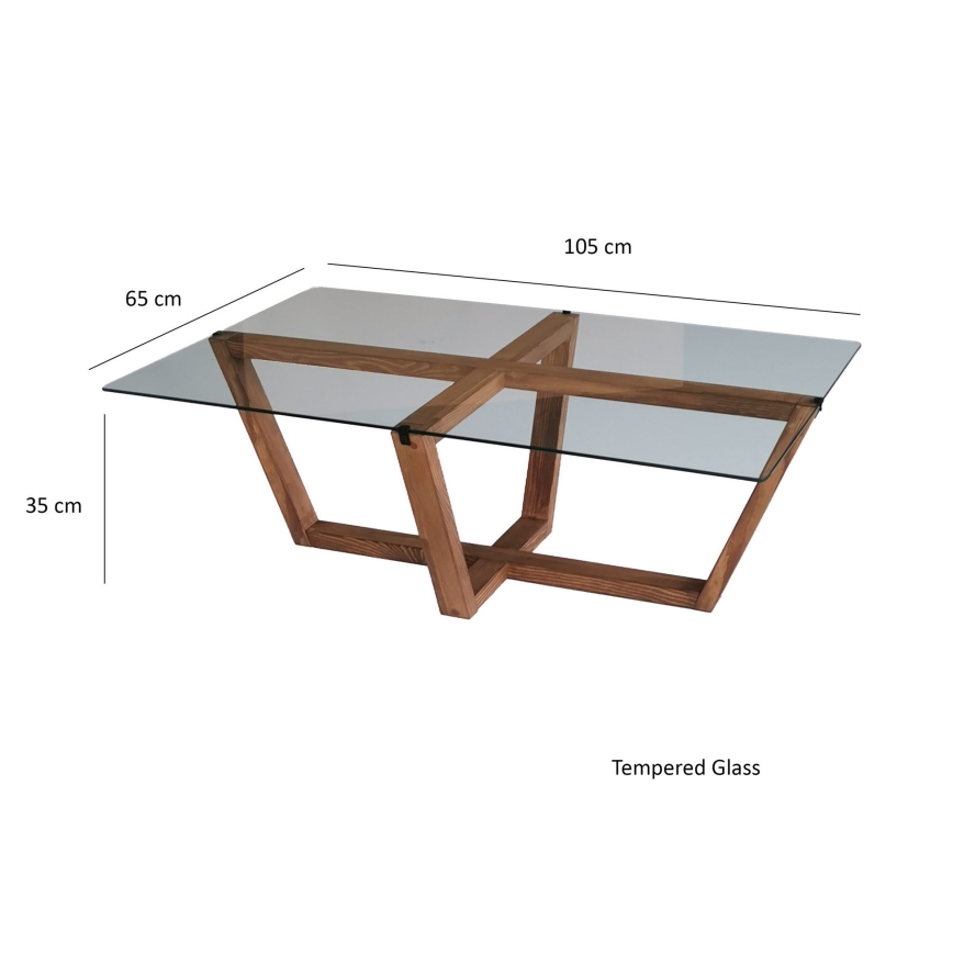 Mesa de centro AMALFI 35x105 cm pino/transparente
