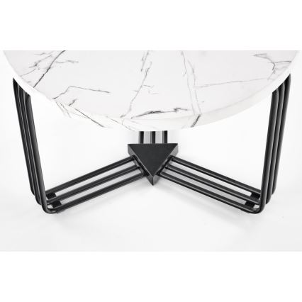 Mesa de centro ANTICA 41x55 cm negro/decoración de mármol