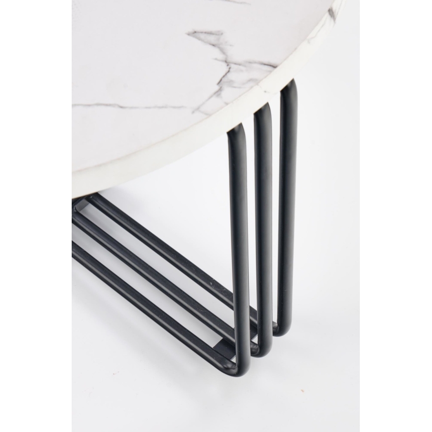Mesa de centro ANTICA 41x55 cm negro/decoración de mármol