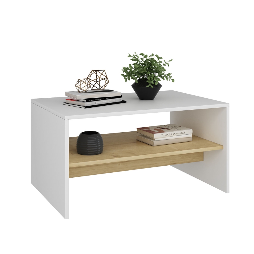 Mesa de centro APOLLON 47x90 cm beige/blanco
