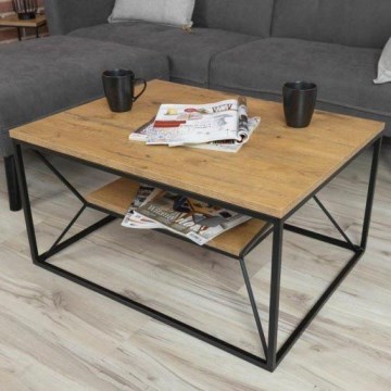 Mesa de centro BASICLOFT 40x80 cm negro/marrón